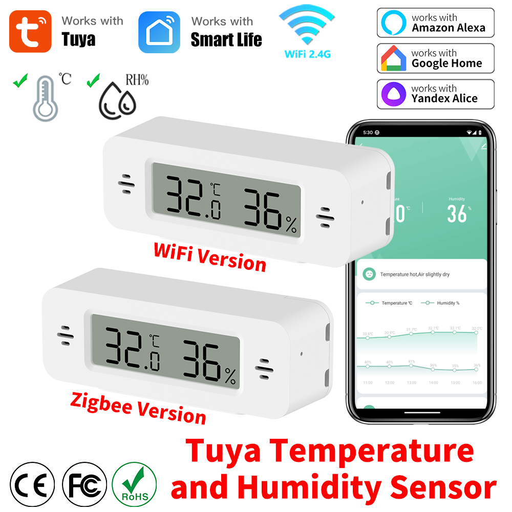 Home Automation Technology - Tuya WiFi/Zigbee 温度湿度センサー スマートホームオートメーション 温度計 湿度計