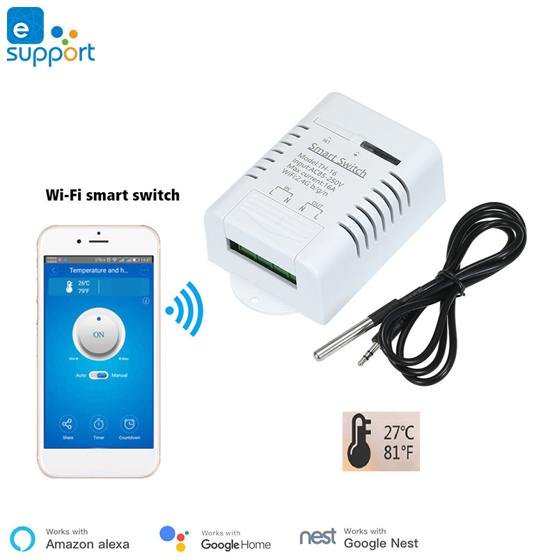 Temperature Humidity Sensor - eWelink-スマートスイッチ,16a,温湿度,wifi,Alexa,Google Homeと互換性のあるワイヤレス制御