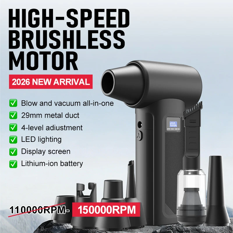 Home Automation Industry - コードレスターボファンブロワー 150000RPM ポータブルミニエアダスター 電子機器の清掃ツール 家庭および作業場用