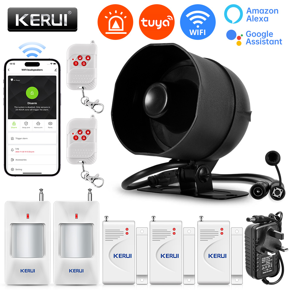 Smart Home Automation Diy - KERUI 120db サイレン警報システム WiFi Tuya スマートスピーカー警報キット