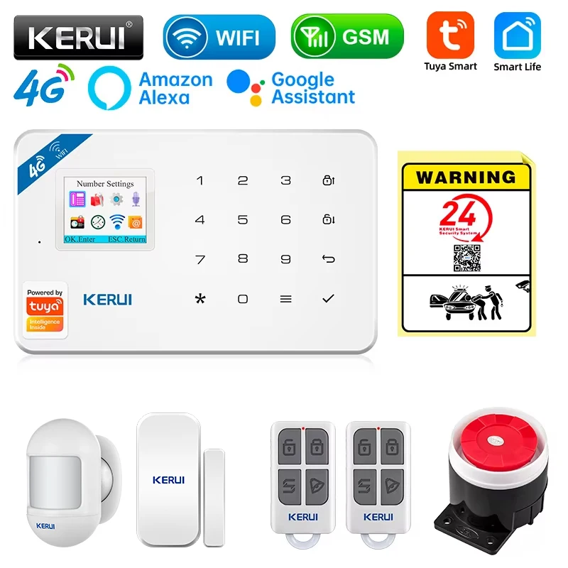 Smart Home Automation Diy - KERUI セキュリティ警報システムキット W184 4G WIFI GSM
