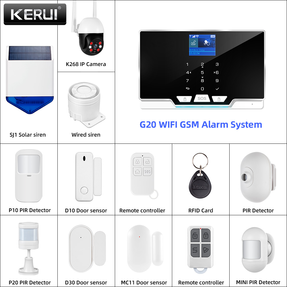 KERUI 433MHz DIY 警報キット G20 2G  - Home Automation Diy Kit のレビューと価格