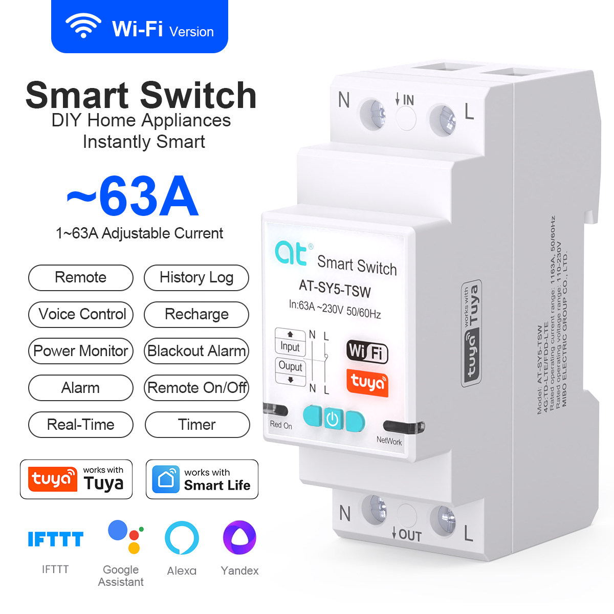 スマートスイッチサーキットブレーカー Tuya WiFi ワ - Home Automation Industry のレビューと価格